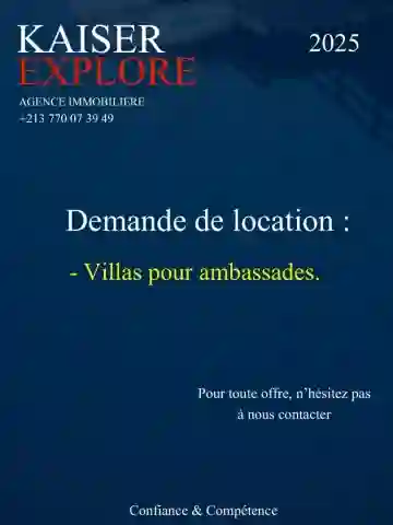 Cherche Location Villa Alger El Biar